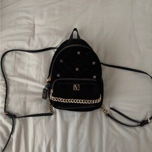 Black Designer Backpack with Gold Chain Victoria secret